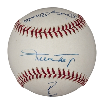 Willie Mays, Mickey Mantle, and Duke Snider Multi-Signed Baseball (PSA/DNA)